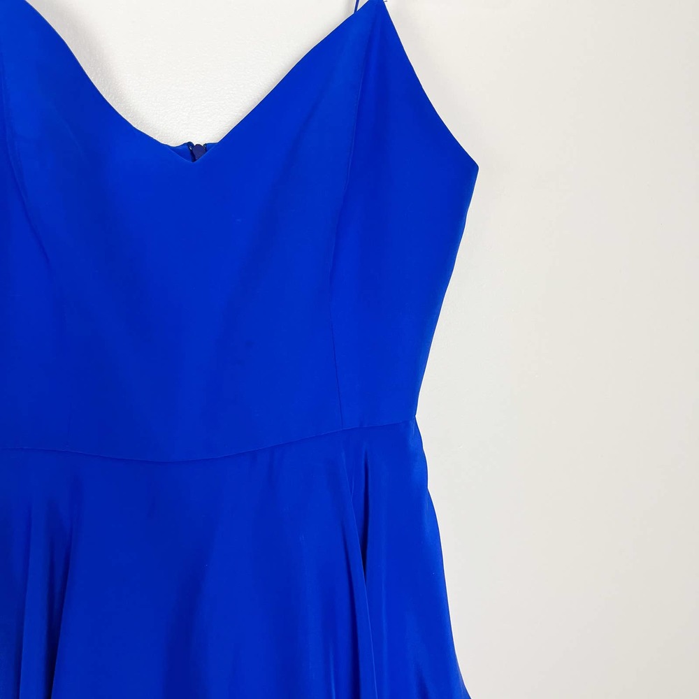 Amanda Uprichard Royal Blue Peplum Sleeveless Silk Mini Dress Size Small - Picture 4 of 12